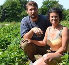 Sandra et Matthieu Gilbert, maraîchers bio dans leur champ